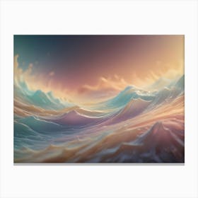 Abstract Image Of Colorful, Smooth, Flowing, Pastel Waves That Resemble Water Or A Dreamlike Landscape Canvas Print