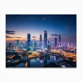 Bangkok Cityscape Set In The Distant Future Where Multiple High Tech Gadgets And Advanced Machinery (4) Canvas Print