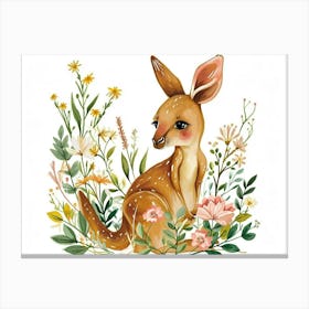 Little Floral Kangaroo 1 Canvas Print