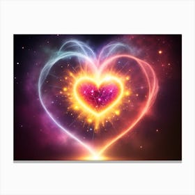 A Colorful Glowing Heart On A Dark Background Horizontal Composition 1 Canvas Print