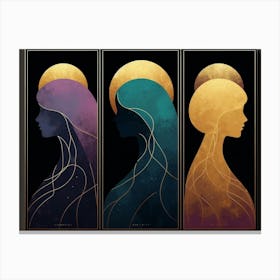 Womens In Three Tone Abstract Art 3 Canvas Print