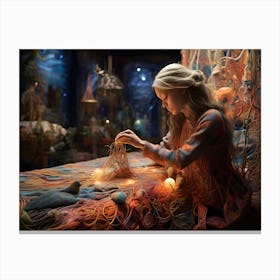 Girl Making A Bed Paintings Art Print Canvas Print