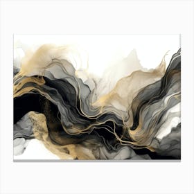 Elegant Black Gold Marble Abstract Canvas Print