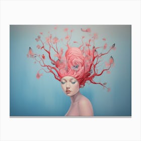 Spring spirit. A pink-haired young woman. Bedroom or livingroom print art Canvas Print