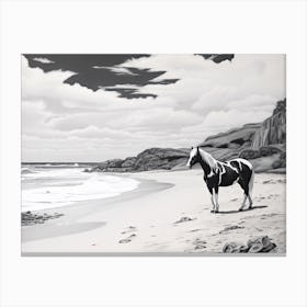 A Horse Oil Painting In Anakena Beach, Easter Island, Landscape 2 Canvas Print