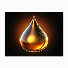 A Single, Glowing Drop Of Golden Oil Against A Dark Background Canvas Print