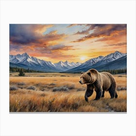 Grizzly Bear Hunting Canvas Print