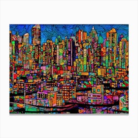 Lower Mainland BC Harbour - Vancouver City Skyline Canvas Print