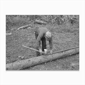 Marking Pulpwood For Cutting Into Lengths At Camp Near Effie, Minnesota By Russell Lee Canvas Print