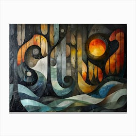 Sun Rises, Cubism Canvas Print