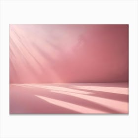 Photo Of A Pink Wall With Sunlight Shining Through, Creating A Soft And Ethereal Effect Canvas Print