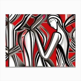 Woman In Red And Black Canvas Print