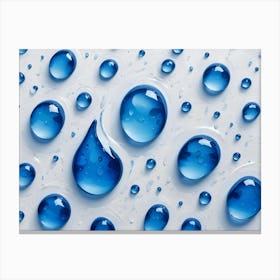 Abstract Blue Water Drops On White Background Canvas Print