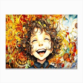 Happy Child - Child With Sunflowers Canvas Print