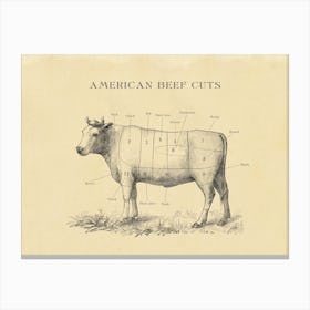 American Beef Cuts Butcher Chart Canvas Print