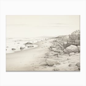 Vintage Coastline Sketch Canvas Print