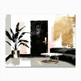 Black And Gold Living Room 2 Canvas Print