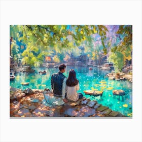 Couple By The Lake Canvas Print