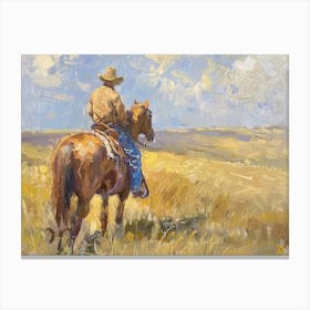 Cowboy In Great Plains 2 Canvas Print