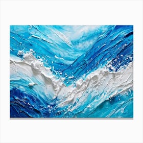 Abstract Turbulent Ocean Surface Turquoise And Blue Hues Dominating Intermingled With White Foam A (5) Canvas Print