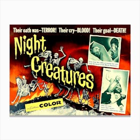 Horror Movie Poster, Night Creatures Canvas Print