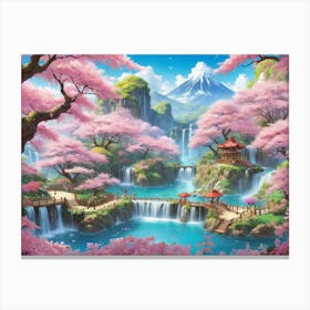 Sakura Waterfall Canvas Print