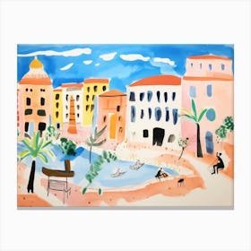 Rome Italy Cute Watercolour Illustration 7 Canvas Print