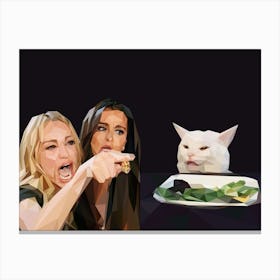 woman yelling at a cat meme Canvas Print