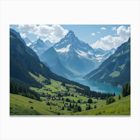 Lake In The Mountains Canvas Print