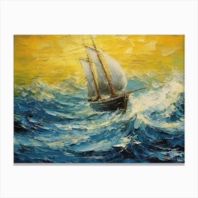 Sailboat In Rough Seas Canvas Print