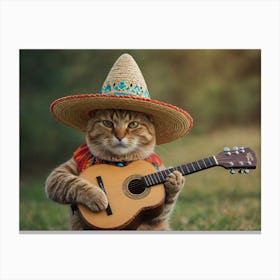 Cat Playing Guitar Canvas Print