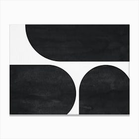 Black & White Mid-century Modern Abstract Painting Canvas Print