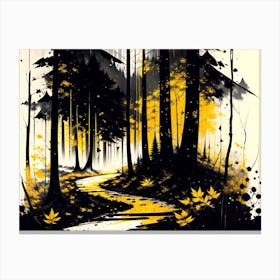 Yellow Path In The Forest Canvas Print
