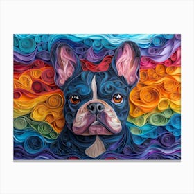 French Bulldog Paper Quilling Dog Portrait III Canvas Print