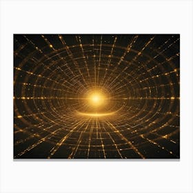 Abstract Tunnel With Glowing, Golden Lines And A Bright Light At The End Canvas Print