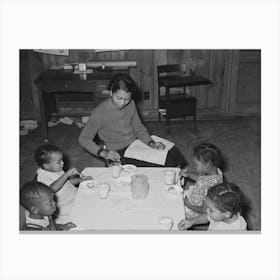 Lunch In Nursery School, Lakeview Project, Arkansas By Russell Lee Canvas Print