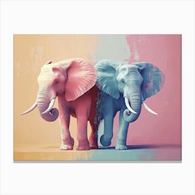 Elephants Animal Abstract Art In Pastel Colors 3 Canvas Print