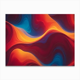 Abstract Background Of Flowing, Liquid Like Waves In Shades Of Red, Orange, And Blue, Creating A Dynamic And Mesmerizing Pattern Canvas Print