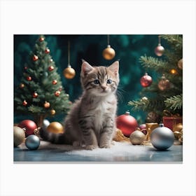 Christmas Kitten Cat Lover Canvas Print