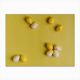 Easter Eggs On Yellow Background 6 Canvas Print