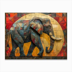 Neutral, Cubism Elephant Painting Canvas Print