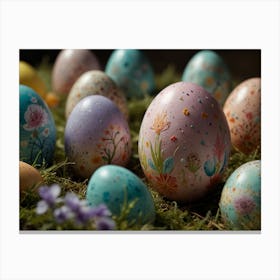 Easter Eggs nestled in the grass Canvas Print