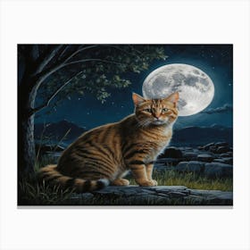 Cat In The Moonlight 9 Canvas Print