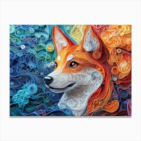 Shiba Inu Paper Quilling Dog Portrait Canvas Print