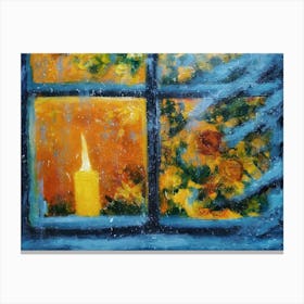 Candle In The Window Canvas Print