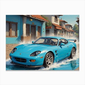 Blue car Canvas Print