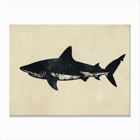 Tiger Shark Grey Silhouette 7 Canvas Print
