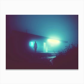 In Front of the Misty Neon Glowing Hut Canvas Print