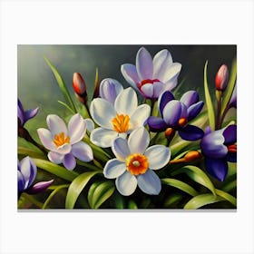 Spring Flowers Oil Painting 12 Canvas Print