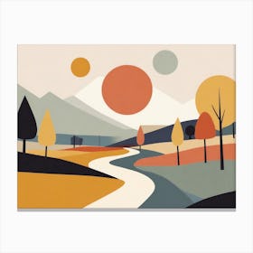Landscape -Abstract Mountains and Forest Canvas Print